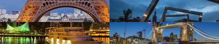 夜景4K城市建筑巴黎实景风景