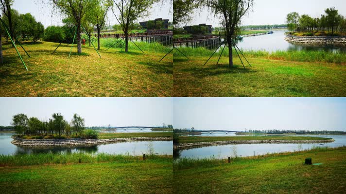 4K高清实拍昆明池极目天舒蓝色湖泊