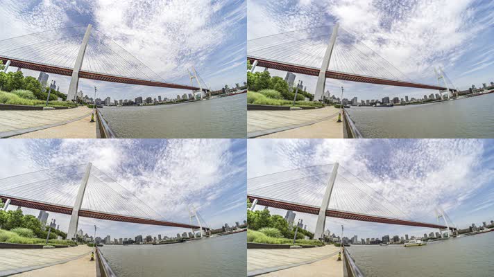 上海黄浦江南浦大桥大桥延时摄影
