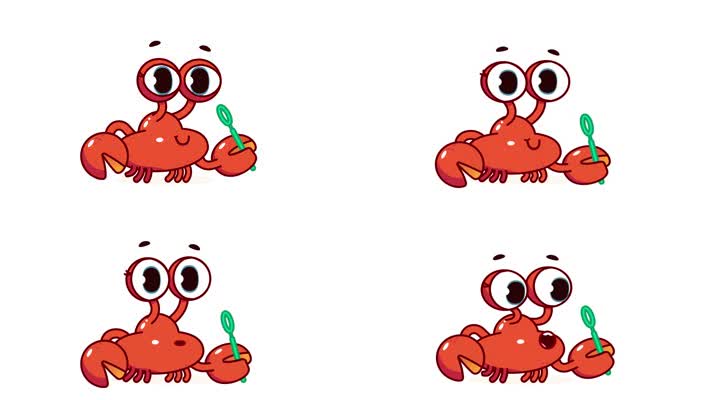 卡通螃蟹吹心形泡泡