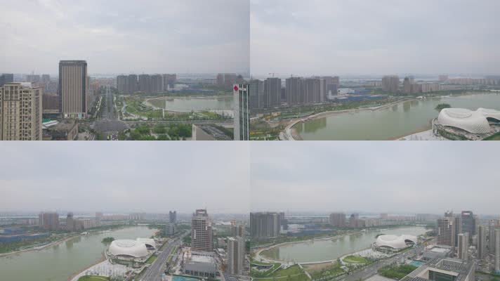 杭州下沙金沙湖车流风景