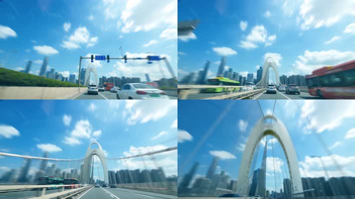 广州猎德大桥，城市高速公路4k