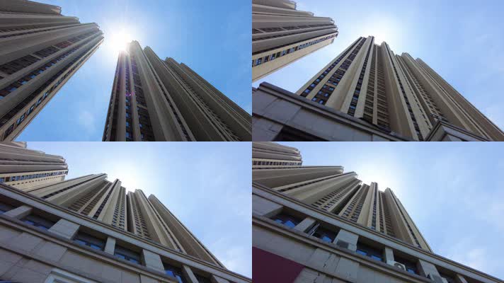 城市的高楼大厦特写空镜头