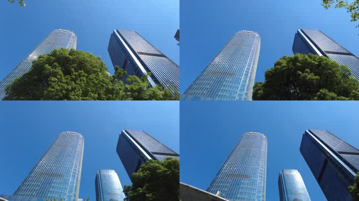 城市的高楼大厦仰望视角空镜头
