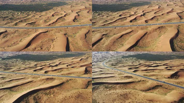沙漠公路高空无人机航拍