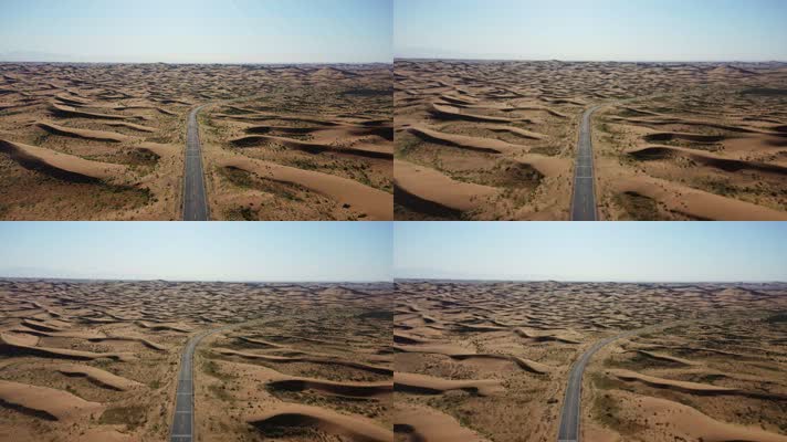 沙漠公路高空无人机航拍