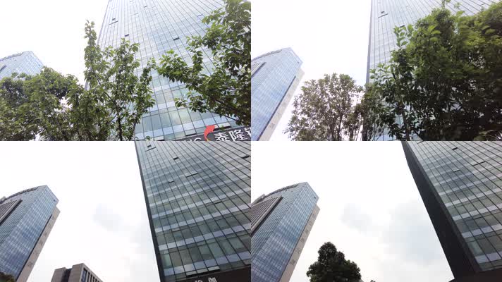 城市的高楼大厦特写运镜空镜头