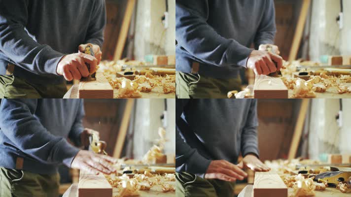 桌子刨木板加工木工