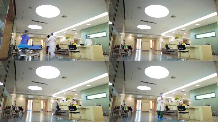 医院医护人员护士站看病病人人流延时摄影