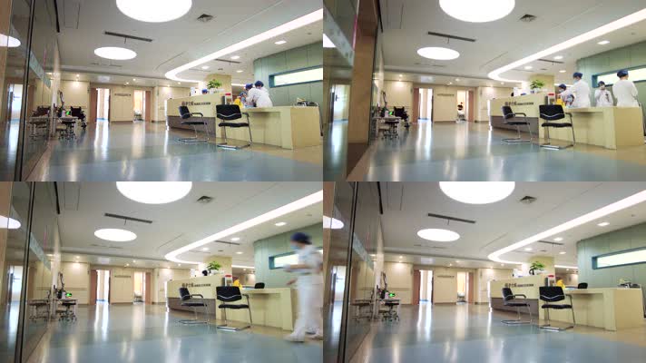 医院医护人员护士站的看病病人人流延时摄影
