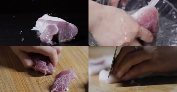切猪肉4k合集 做菜腌制红烧肉升格慢动作
