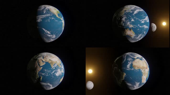 【4K】地球月球太阳
