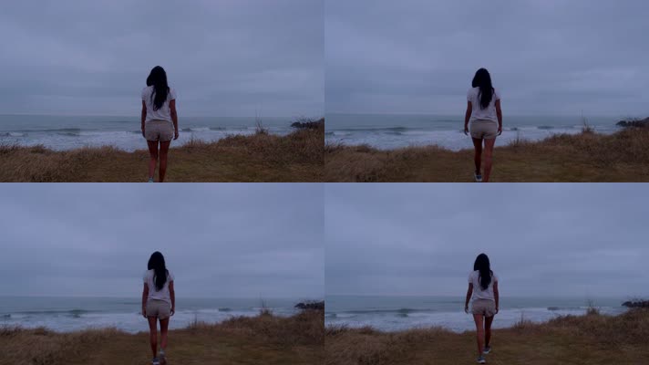 海边行走的女人