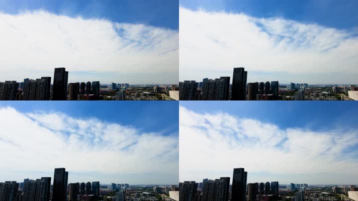 城市天空蓝天白云云朵风景延时摄影