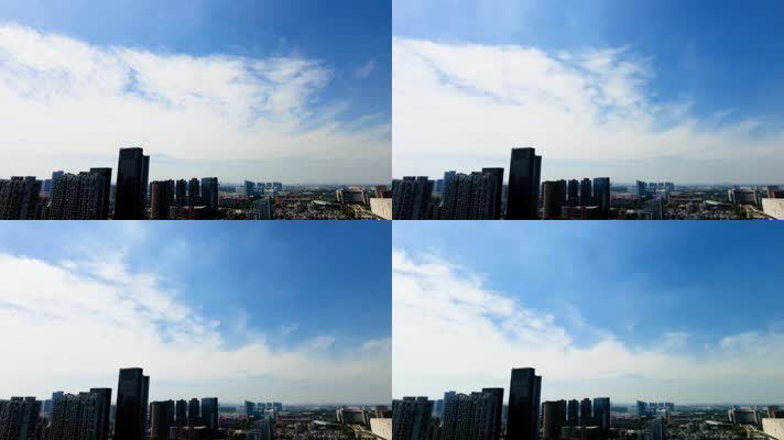 城市天空蓝天白云美景延时摄影
