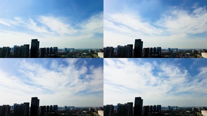 城市蓝天白云自然风景延时摄影