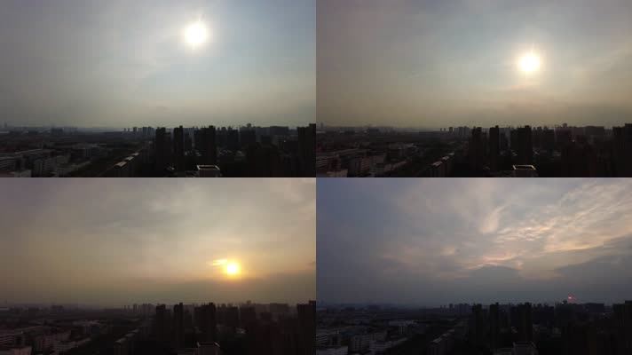 城市黄昏日落云朵延时摄影