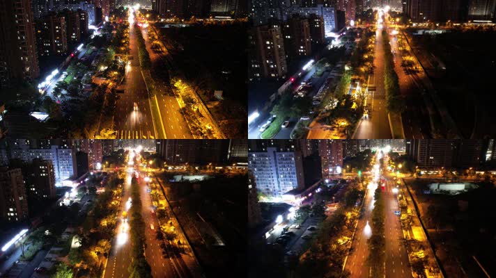 城市夜晚行驶的车辆车流延时摄影