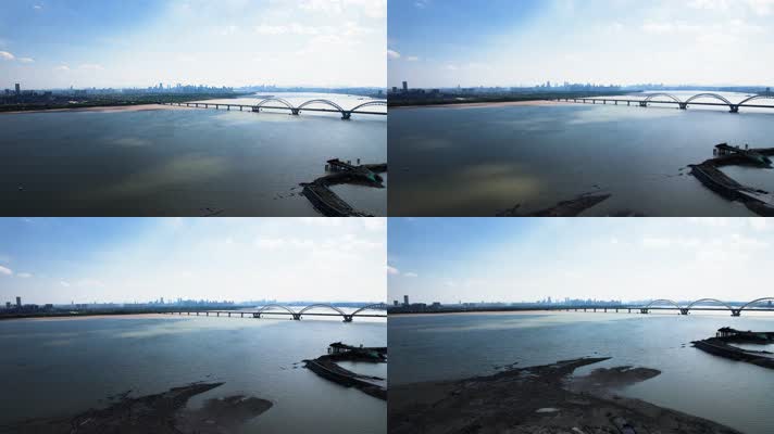 杭州钱塘江九堡大桥江景风景航拍