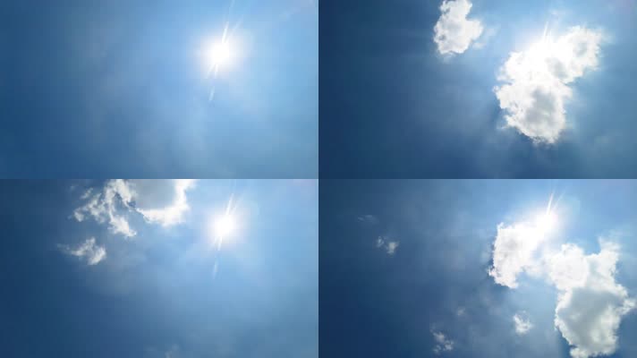 蓝天白云午时的太阳阳光天气空镜头延时摄影