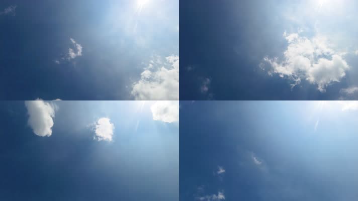 蓝天白云午时的太阳阳光天空天气延时摄影