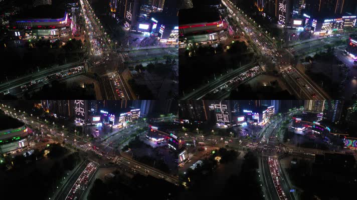 航拍城市夜景车流4K画质全原创