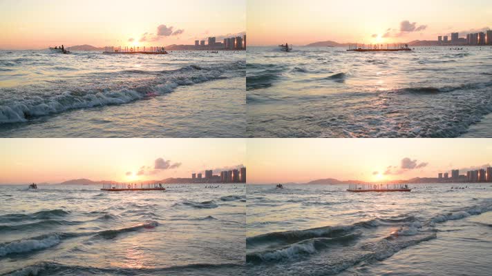 4K夕阳下的海浪