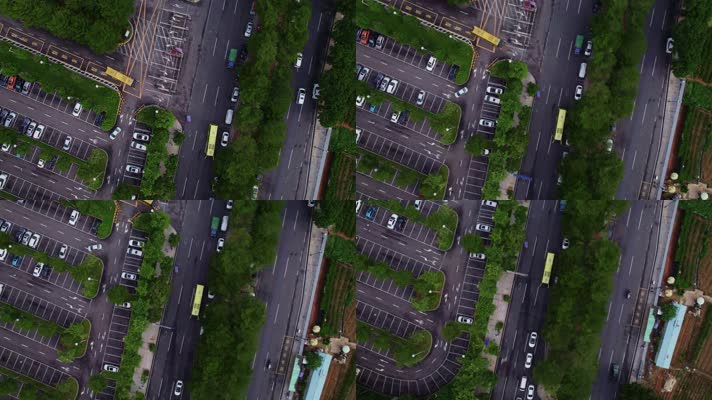 4K城市道路俯视航拍