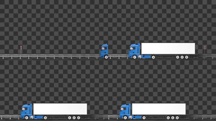 4K-高速路上的货运卡车-alpha通道