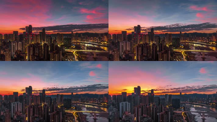 8K大气城市日落日出夜景延时摄影