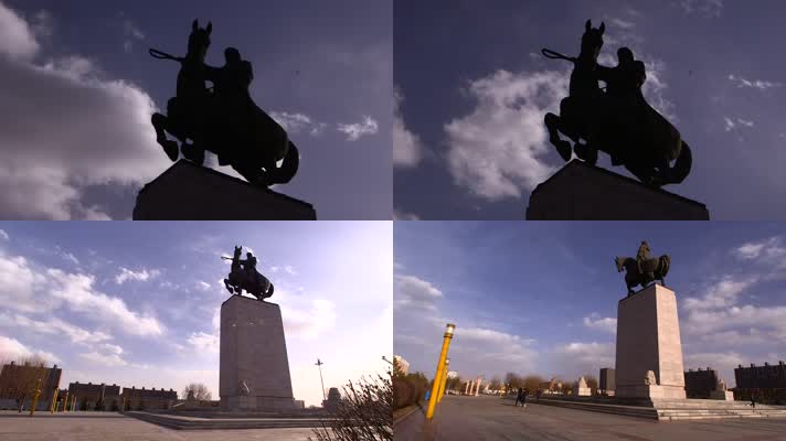 延时拍摄呼和浩特成吉思汗文化广场