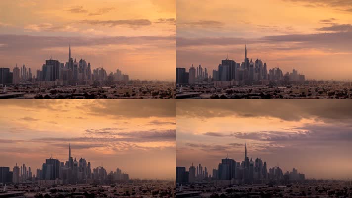 迪拜城市日落延时