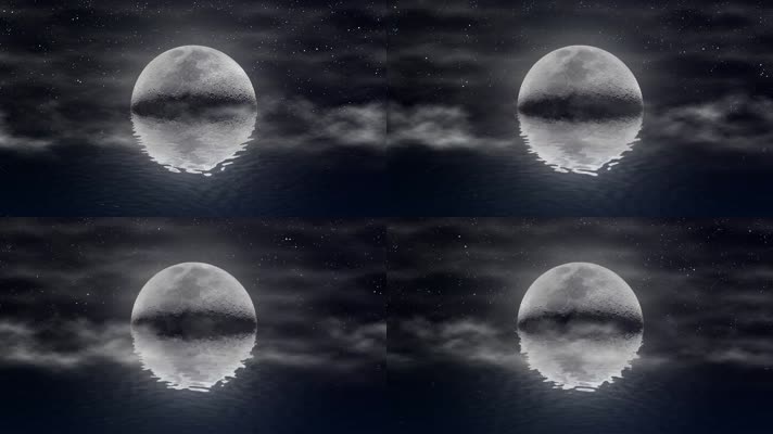 大月亮水面倒影
