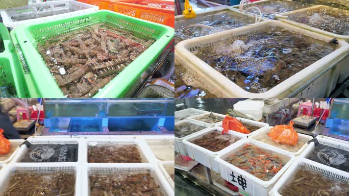 干净整洁的海鲜市场龙虾水产市场菜市场