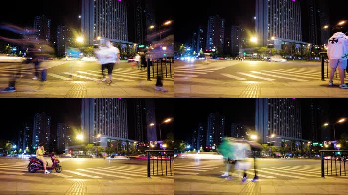 繁忙的城市夜景车流人流延时摄影9
