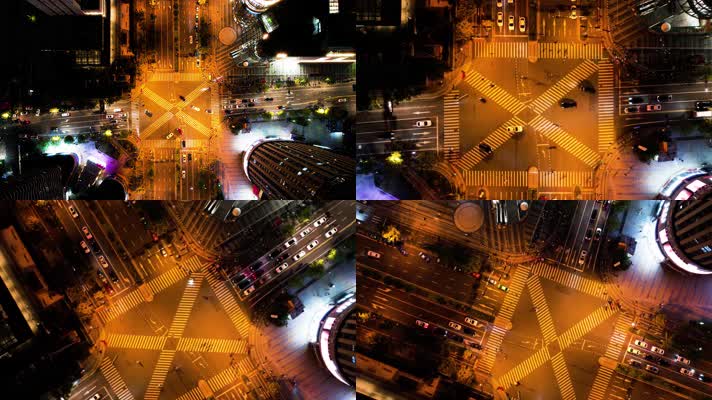 俯视繁忙的车辆车流夜景延时摄影9