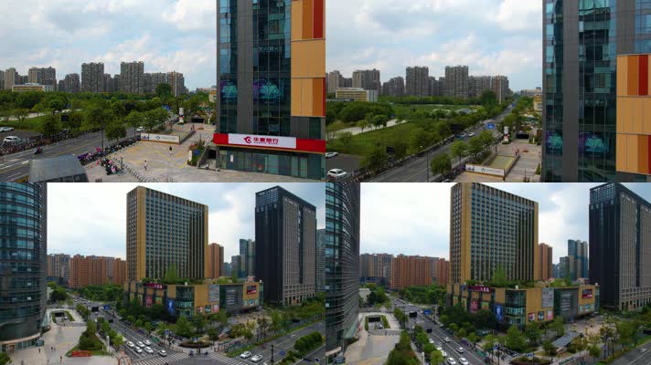 杭州钱塘新区高沙路商业大楼航拍