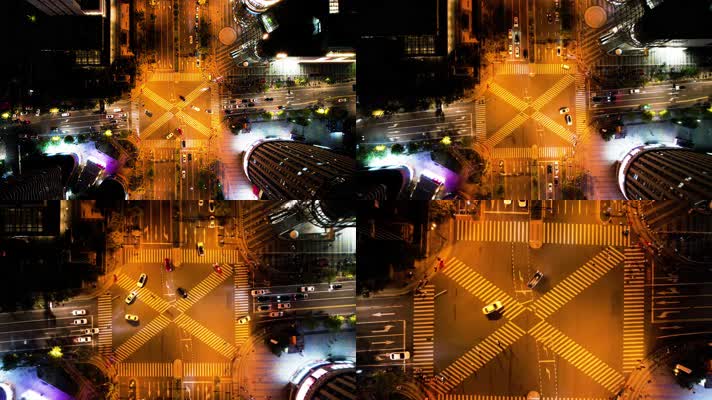 俯视繁忙的车辆车流夜景延时摄影4