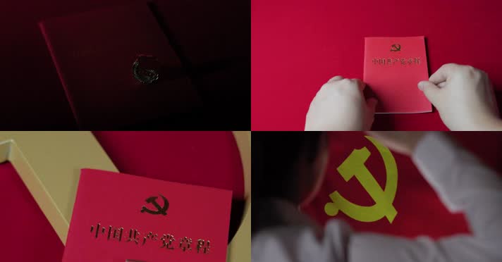 4K中国共产党章程 入党宣誓誓词党政红色