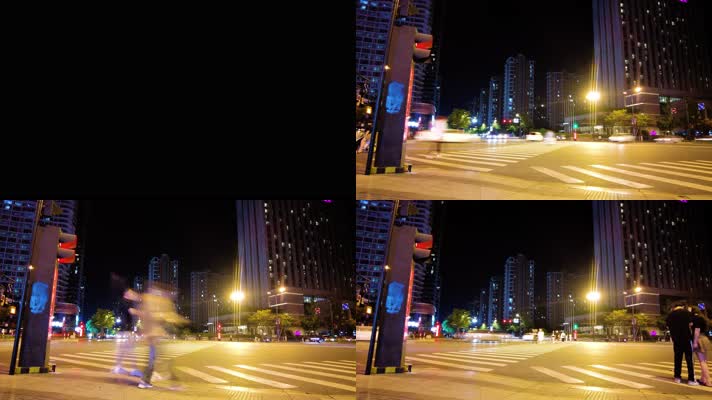 城市夜景繁忙的车流人流延时摄影40