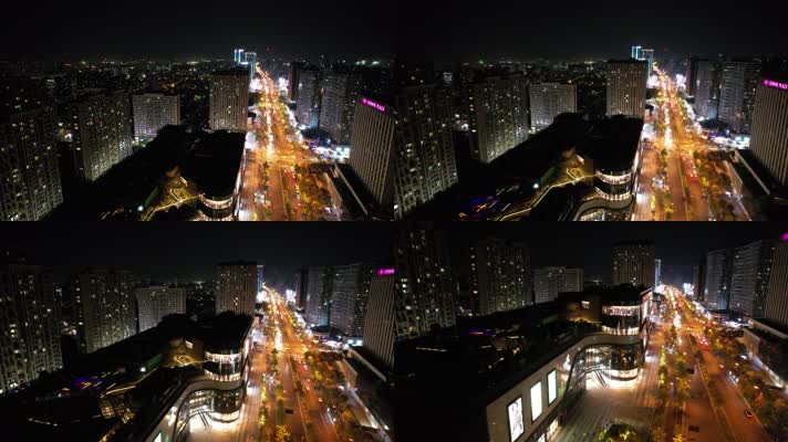 杭州钱塘新区金沙大道高沙路夜景航拍2