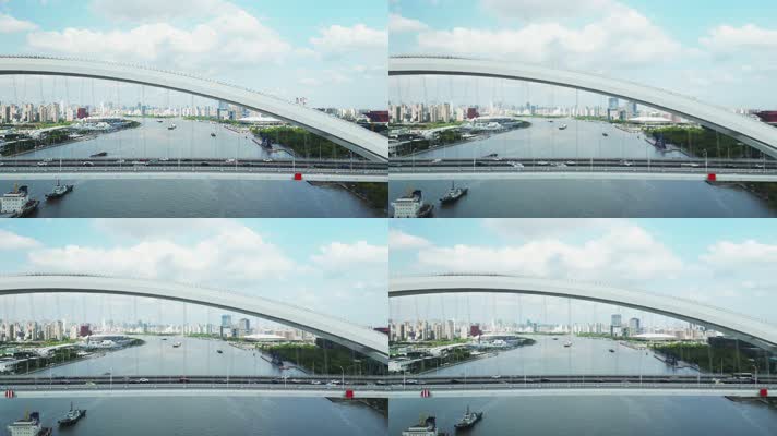 上海卢浦大桥无人机航拍4K