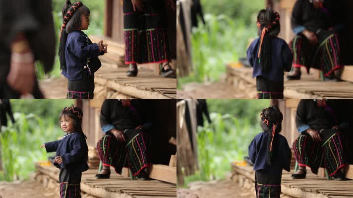 翁丁原始部落少数民族佤族小孩