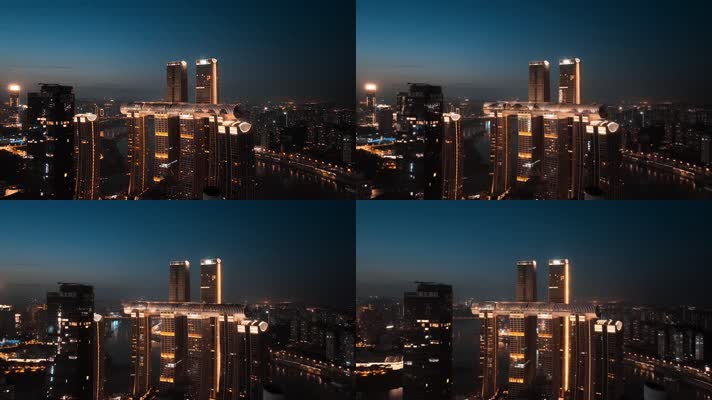 4K大气城市航拍日出日落夜景
