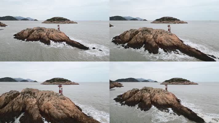 海浪拍打礁石岩石4K