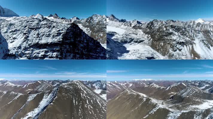 西藏索县亚拉山口高原雪山群山航拍