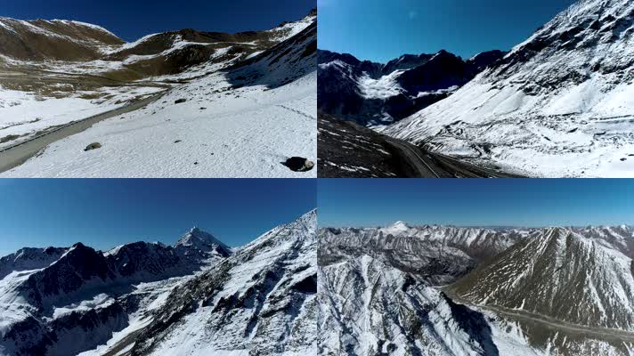 西藏高原雪山山峰山脊雪景航拍