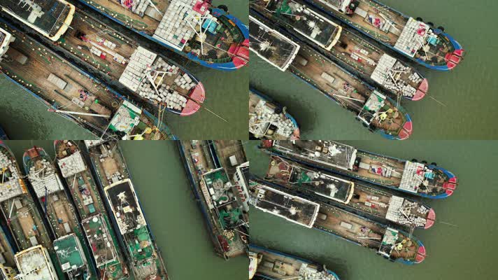 霞浦码头渔船航拍4K