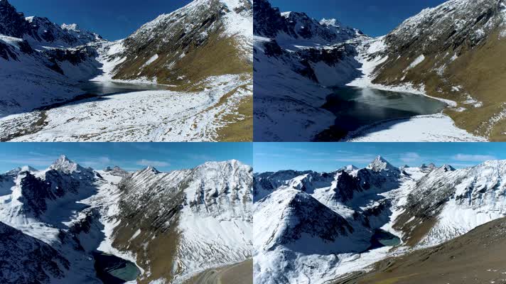 西藏索县嘎木乡高原雪山冰川湖泊冬季航拍