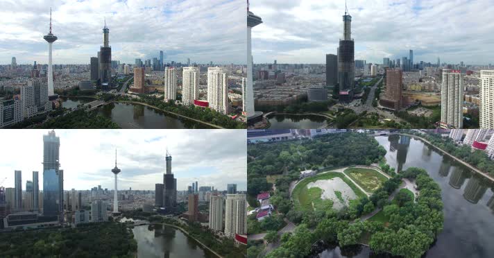 4K城市景观宣传沈阳青年公园彩电塔